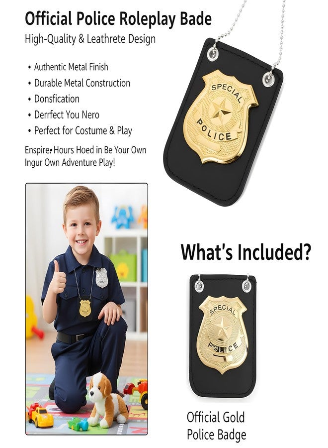 Finduat Police Badge with Chain and Belt Clip, Gold Detective Role Play Costume Accessory - Image 4